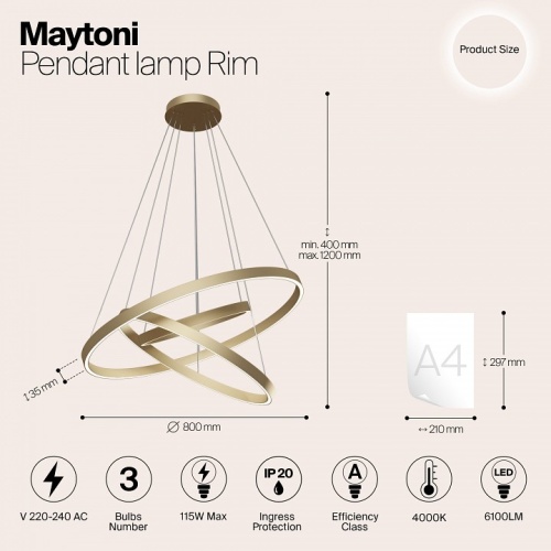 Подвесной светильник Maytoni Rim MOD058PL-L100BS4K в Волгограде фото 5