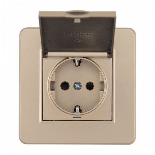 Розетка с заземлением и шторкой, с крышкой Arte Milano SET16-1 SET16-1-41-1 shampan в Нижнем Новгороде