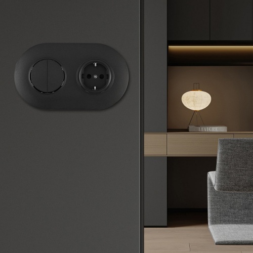 Блок с розеткой и выключателем Arte Milano SET08-2 SET08-2-40-1-30-2 black в Нижнем Новгороде фото 2