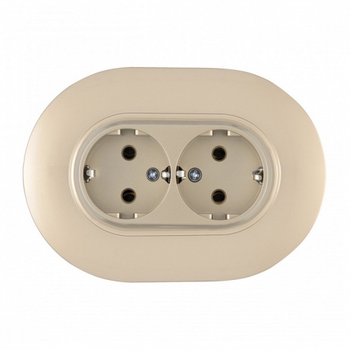 Розетка двойная с заземлением и со шторкой Arte Milano SET08-2 SET08-double-40-2 shampan в Нижнем Новгороде