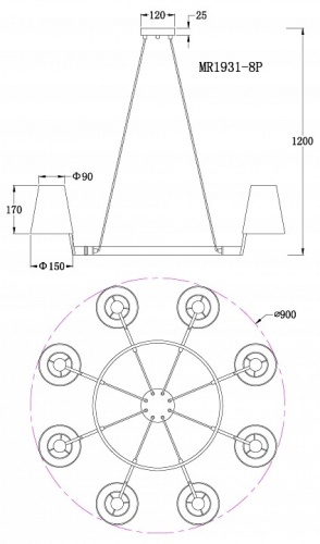 Подвесная люстра MyFar Aurora MR1931-8P в Нижнем Новгороде фото 7