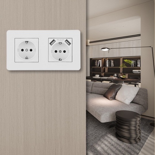 Розетка с заземлением и со шторкой и 2хUSB Arte Milano SET16-2 SET16-2-47-1-40-1 white в Нижнем Новгороде фото 2