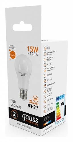 Лампа светодиодная Gauss Led Elementary A60 E27 15Вт 3000K 23215 в Нижнем Новгороде фото 4