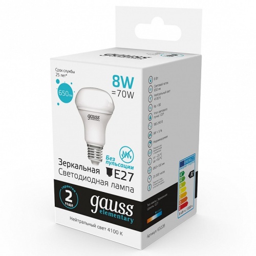 Лампа светодиодная Gauss R63 E14 8Вт 4100K 63228 в Нижнем Новгороде фото 5