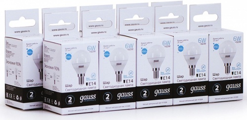 Лампа светодиодная Gauss LED Elementary Globe E14 6Вт 4100K 53126 в Нижнем Новгороде фото 6