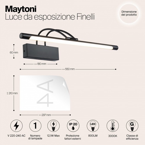 Подсветка для картины Maytoni Finelli MIR004WL-L12B в Перми фото 2