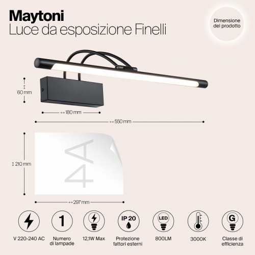 Подсветка для картины Maytoni Finelli MIR004WL-L12B в Кадникове фото 5