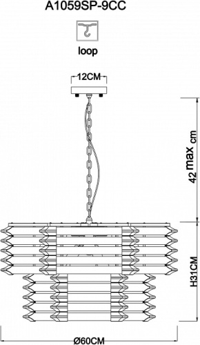 Подвесной светильник Arte Lamp Caravaggio A1059SP-9CC в Нижнем Новгороде фото 5