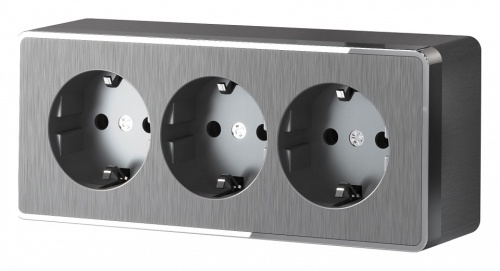 Розетка влагозащищенная с заземлением и со шторками Werkel Gallant (графит рифленый) W5073104 в Нижнем Новгороде