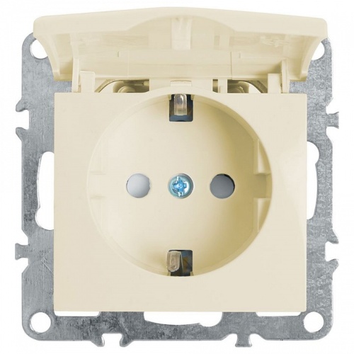 Розетка с заземлением и со шторкой, без рамки с крышкой Stekker Эрна 39330 в Нижнем Новгороде