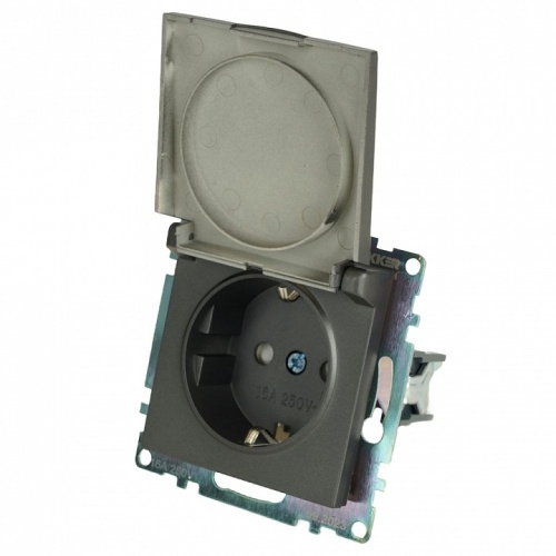 Розетка с заземлением и со шторкой, без рамки с крышкой Stekker Катрин 49424 в Нижнем Новгороде фото 5