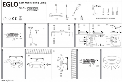 Накладной светильник Eglo Fueva 1 97266 в Нижнем Новгороде фото 2