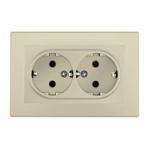 Розетка двойная с заземлением и со шторкой Arte Milano SET06-2 SET06-double-40-2 shampan в Нижнем Новгороде