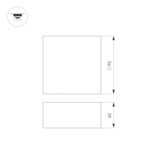 Светильник DL-GRIGLIATO-S90x90-12W Warm3000 (BK, 90 deg, 230) (Arlight, IP40 Металл, 3 года) в Арзамасе