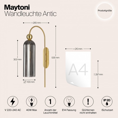 Бра Maytoni Antic MOD302WL-01GR в Опочке фото 5