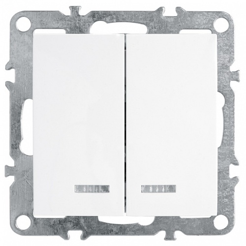 Выключатель двухклавишный с подсветкой без рамки Stekker Эрна 39310 в Нижнем Новгороде