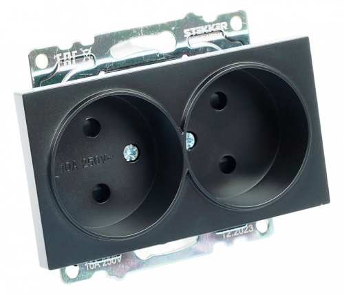 Розетка двойная без заземления и со шторкой, без рамки Stekker Катрин 39611 в Нижнем Новгороде фото 7