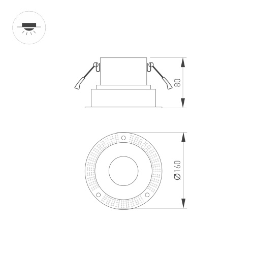 Корпус PLURIO-BASE-BUILT-TRIMLESS-R160 (BK, 1-2, 200mA) (Arlight, IP20 Металл, 3 года) в Новочеркасске фото 2