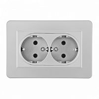 Розетка двойная с заземлением и со шторкой Arte Milano SET16-2 SET16-double-40-2 silver в Нижнем Новгороде