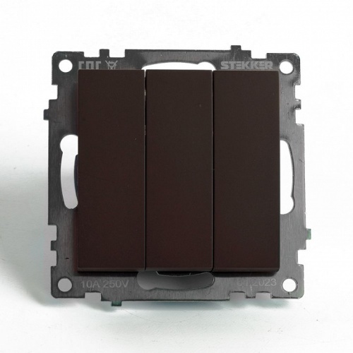 Выключатель трехклавишный без рамки Stekker Катрин 49175 в Нижнем Новгороде фото 2