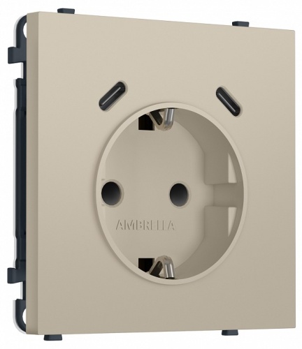 Розетка с заземлением и со шторкой и 2хUSB C, без рамки Ambrella Volt MS MS350510 в Нижнем Новгороде