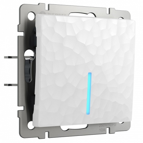 Выключатель проходной одноклавишный с подсветкой без рамки Werkel Hammer белый W1212101 в Нижнем Новгороде