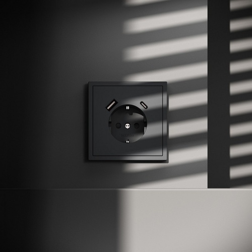 Розетка с заземлением и со шторкой и 2хUSB type A и C, без рамки Voltum S70 VLS040507 в Нижнем Новгороде фото 5