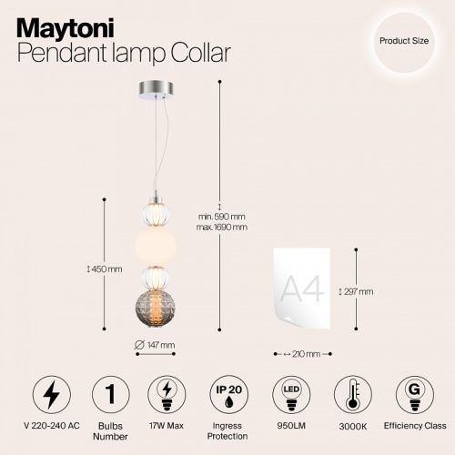 Подвесной светильник Maytoni Collar P069PL-L17CH3K в Белокурихе фото 5