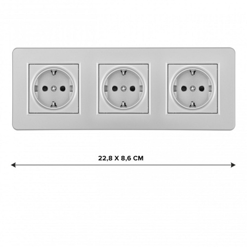 Розетка с заземлением и со шторкой Arte Milano SET16-3 SET16-3-40-1x3 silver в Нижнем Новгороде фото 2