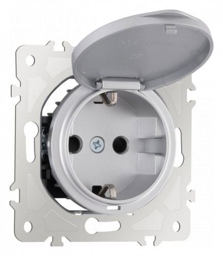 Розетка влагозащищенная с заземлением и со шторкой с крышкой Arte Milano am-202 202.41-1.silver в Нижнем Новгороде