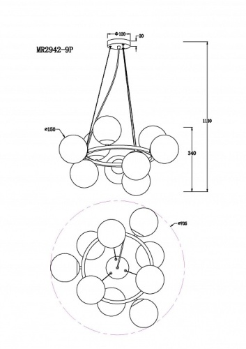 Подвесная люстра MyFar Pendant MR2942-9P в Нижнем Новгороде фото 2
