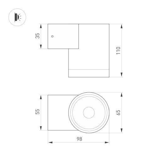 Светильник LGD-RAY-WALL-R65-12W Warm3000 (GR, 6 deg, 230V) (Arlight, IP65 Металл, 3 года) в Сафоново фото 3