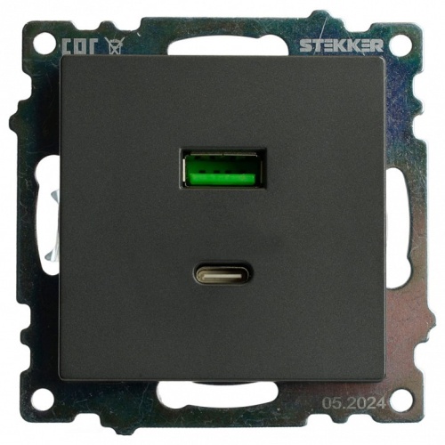 Розетка 2хUSB type A и C без рамки Stekker Катрин 50052 в Нижнем Новгороде