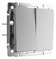 Выключатель проходной двухклавишный с самовозвратом без рамки Werkel серебряный W1122406 в Нижнем Новгороде