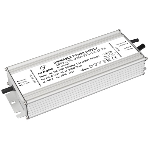 Блок питания ARPV-UH24320A-PFC-DALI2-PH (24V, 13.3A, 320W) (Arlight, IP67 Металл, 7 лет) в Владивостоке фото 2