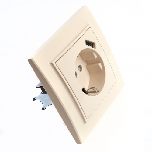 Розетка с заземлением и со шторкой и USB Stekker Эрна 39237 в Нижнем Новгороде фото 2