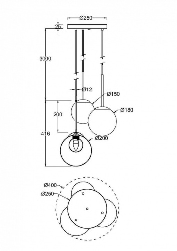 Подвесной светильник Maytoni Basic form MOD521PL-03G в Яранске фото 5