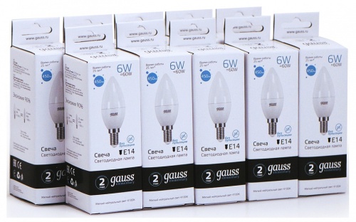 Лампа светодиодная Gauss  E14 6Вт 4100K 33126 в Нижнем Новгороде фото 3