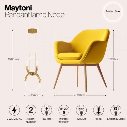 Подвесной светильник Maytoni Node MOD165PL-L18B3K в Симе фото 3