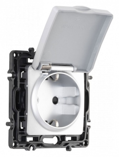 Розетка влагозащищенная с заземлением и со шторкой с крышкой Arte Milano am-217 217.41-1.silver в Нижнем Новгороде