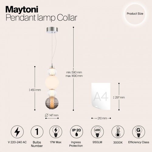 Подвесной светильник Maytoni Collar P069PL-L17CH3K в Яранске фото 5