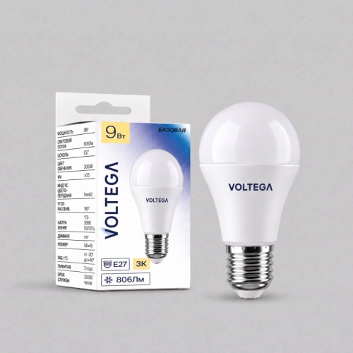 Лампа светодиодная Voltega Globe 9W E27 9Вт 3000K 3282 в Нижнем Новгороде фото 4