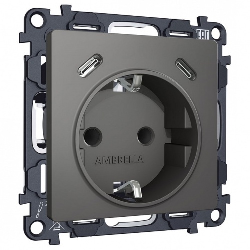 Розетка с заземлением и 2хUSB type C, без рамки Ambrella Volt ALFA MA660510 в Нижнем Новгороде