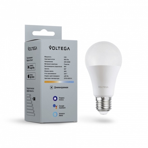 Лампа светодиодная с управлением через Wi-Fi Voltega Wi-Fi bulbs E27 9Вт 2700-6500K 2429 в Арзамасе фото 5