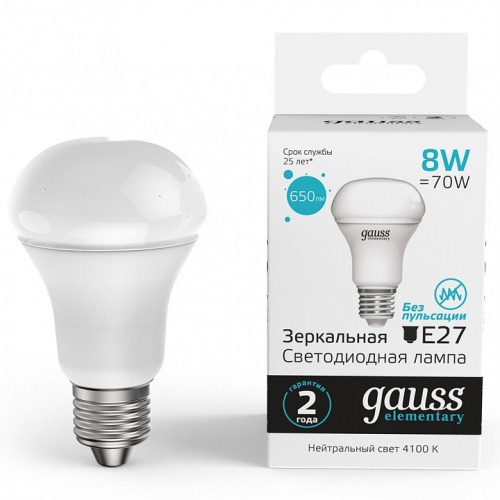 Лампа светодиодная Gauss R63 E14 8Вт 4100K 63228 в Нижнем Новгороде фото 6