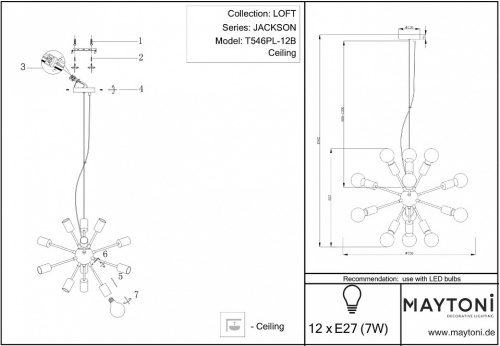 Подвесная люстра Maytoni Jackson T546PL-12B в Сельцо фото 6