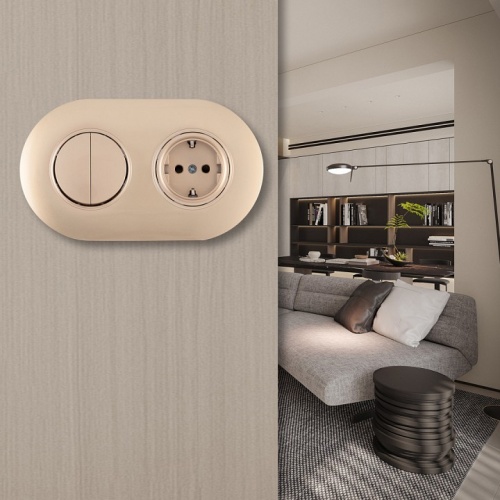 Блок с розеткой и выключателем Arte Milano SET08-2 SET08-2-40-1-30-2 shampan в Нижнем Новгороде фото 2