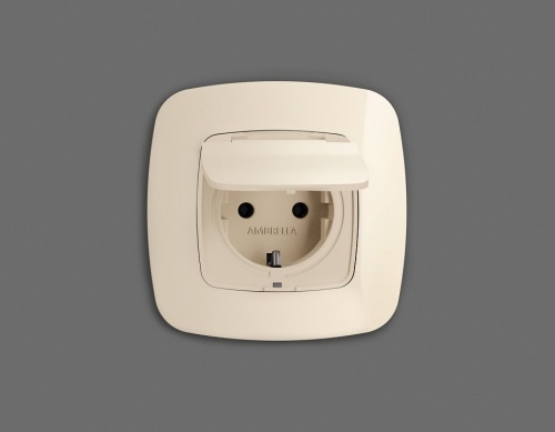 Накладка для розетки влагозащищенной с заземлением и со шторками с крышкой Ambrella Volt OMEGA OP3280 в Нижнем Новгороде фото 2