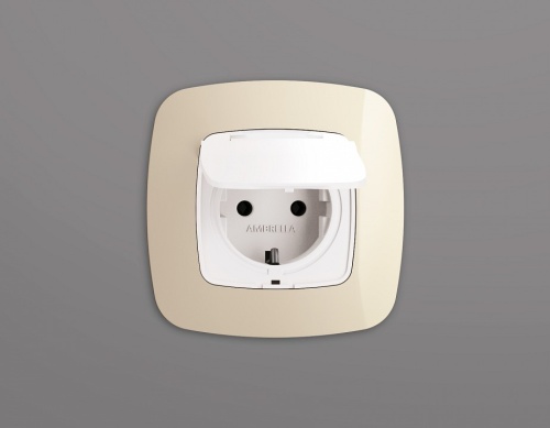 Накладка для розетки влагозащищенной с заземлением и со шторками с крышкой Ambrella Volt OMEGA OP1280 в Нижнем Новгороде фото 2