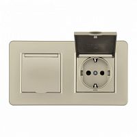 Розетка с заземлением и шторкой, с крышкой Arte Milano SET16-2 SET16-2-41-1x2 shampan в Нижнем Новгороде